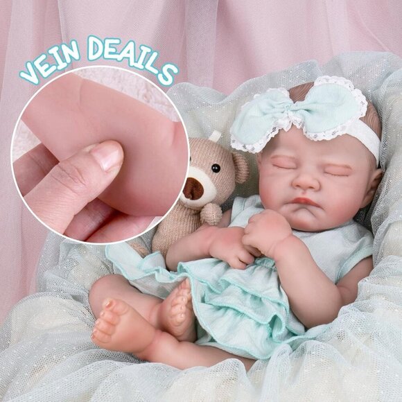 20 '' Sleeping Realistic Newborn Baby Girl with Doll Accessories for Girls 3+ - Picture 4 of 7